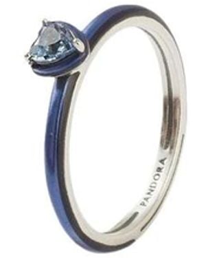 PANDORA Accessoires ,Blauw ,Leer Blauwe Chakra Hart Ring - Metallic