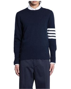 Thom Browne Crewneck Pullover Mit 4-Bar Streifen - Blau