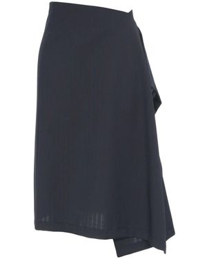 Ottod'Ame Rokken ,Zwart ,Leer Elegante Gestreepte Midi Rok - Blauw