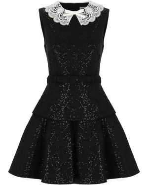 Self-Portrait Kleedjes ,Zwart ,Pailletten Sequin Boucle Mini Jurk
