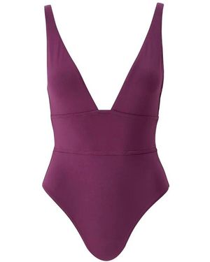 Melissa Odabash Caribbean Bordeaux Badeanzug V-Ausschnitt Spf 50 - Lila