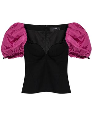 DSquared² Woll-Oberteil Mit Puffärmeln - Schwarz