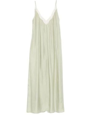 Alysi Kleedjes ,Groen ,Maxi-Jurk - Wit