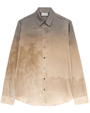 Pierre Louis Mascia Zijden Longsleeve Shirt Met Ombré Effect - Naturel