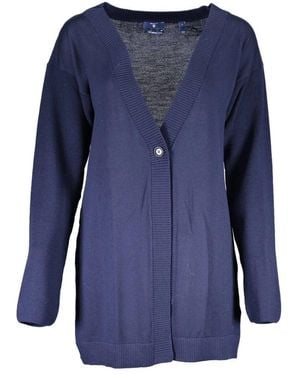 GANT Merino Wollen Cardigan V-Hals Relaxte Pasvorm - Blauw