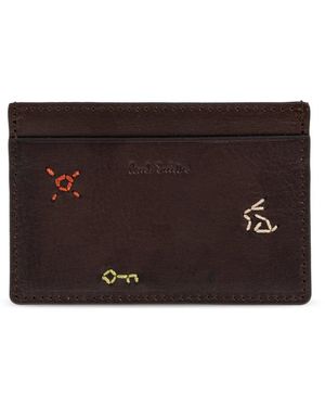 Paul Smith Accessoires ,Bruin ,Leer Leren Kaarthouder - Zwart