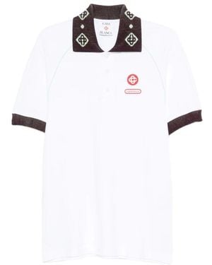 CASABLANCA Gerippter Polosweater Mit Logopatch - Weiß