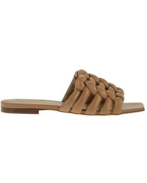 Tod's Schoenen ,Bruin ,Leer Padded Woven Leather Slide