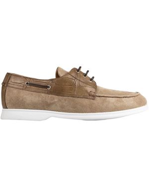Kiton Crocodile & Suede Loafers - Braun