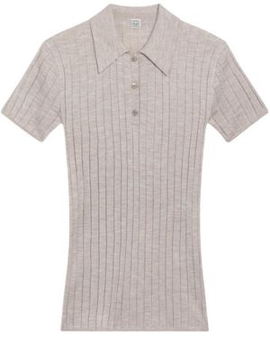 TOTEME Tops ,Kasjmier Ribbed Cashmere Silk Polo - Grijs