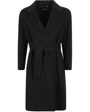 Max Mara Jassen ,Zwart ,Wol Arona Mantel Met Ceintuur