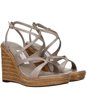Jimmy Choo Stilvolle Keilsandalen Mit Knöchelriemen - Mettallic