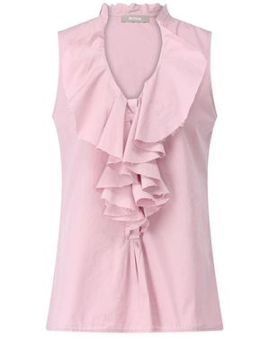 Kiltie Tops ,Roze ,Katoen Ruche Korte Mouw Blouse Yvette