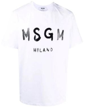 MSGM T-Shirt Met Zwart-Wit Logoprint
