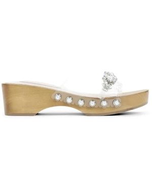 Simone Rocha Schoenen ,Embellished Scalloped Wooden Clog - Naturel