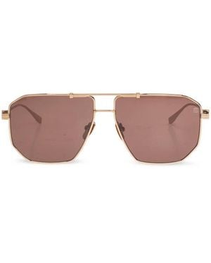 Balmain Accessoires ,Geel ,Leer Dean Zonnebril - Roze