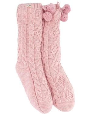 UGG Pom Pom Fleece Gevoerde Crew Sok - Roze