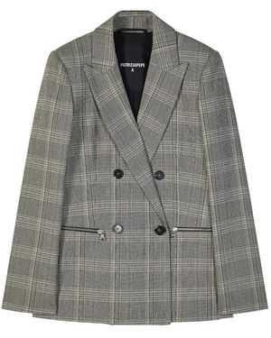 Patrizia Pepe Gestructureerde Geruite Blazer Van Viscosemix - Grijs