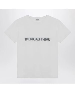 Saint Laurent Kurzarm Rundhals T-Shirt - Weiß