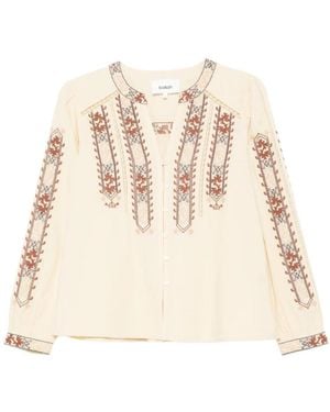 Ba&sh Overhemden ,Geborduurde Blouse Met V-Hals - Naturel