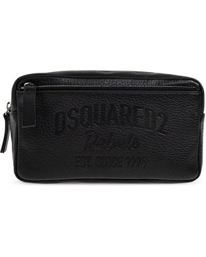 DSquared² Ledert Toilettaske - Schwarz