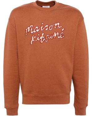 Maison Kitsuné Bruin Handschrift Gingham Sweatshirt - Oranje