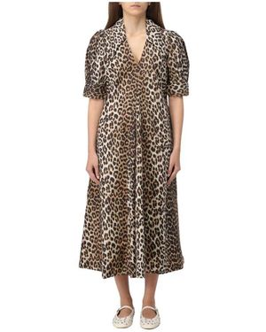 Ganni Midi Dresses - Brown