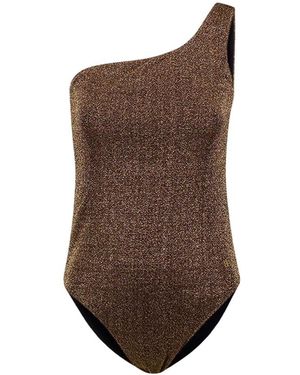 Balenciaga Gouden Lurex One-Shoulder Badpak - Bruin