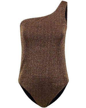 Balenciaga Gouden Lurex One-Shoulder Badpak - Bruin