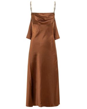 Rebecca Vallance Kleedjes ,Bruin ,Satijn Phoenix Midi Jurk