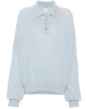 KHAITE Maglione polo in cashmere blu