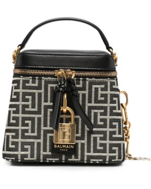 Balmain Tassen ,Zwart ,Mini Tas Met Slot Met Monogramprint