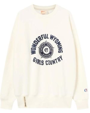 Champion Hoodies & Sweatvesten ,Katoen Vintage Grafische Crewneck Sweatshirt - Wit