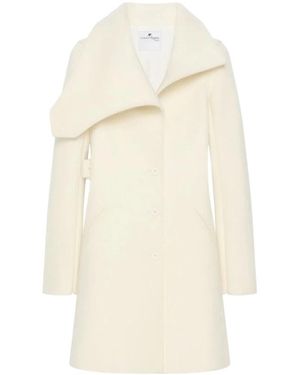 Courreges Roomkleurige Jas Met Asymmetrische Kraag En Riem - Naturel