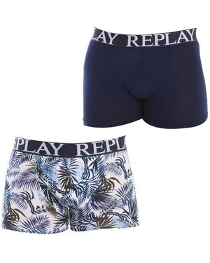 Replay Ondergoed ,Veelkleurig ,Katoen Elastische Katoenen Boxer - Blauw