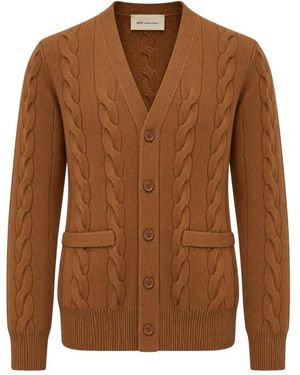 Ami Paris Kabelgebreide V-Hals Cardigan - Bruin