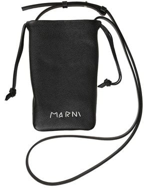 Marni Lederhandybeutel Mit Verstellbaren Riemen - Schwarz