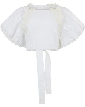 Alberta Ferretti Cropped Blouse Met Vleermuisarmen - Wit