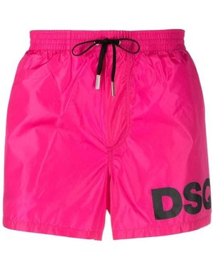 DSquared² Fuchsia Logo-Print Badeshorts - Pink