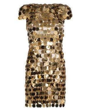 Rabanne Goldenes Chainmail Kurzes Kleid Mit Flügelärmeln - Mettallic