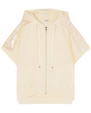 Oltre Kurzärmeliges Sweatshirt Mit Pailletten - Natur