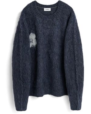 Soulland Frank Rundhalsausschnitt Gebürsteter Bouclé-Pullover - Blau