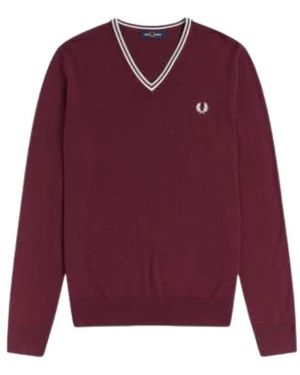 Fred Perry V-Neck Knitwear - Purple