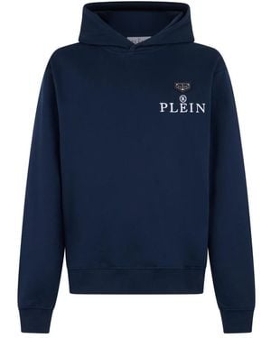 Philipp Plein Hoodies & Sweatvesten ,Blauw ,Katoen Hoodie Sweatshirt
