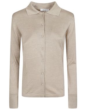 Max Mara Truien & Vesten ,Fijngebreid Vest Met Knoopsluiting - Naturel