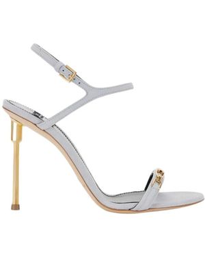 Elisabetta Franchi Leren Sandalen Met Gebeeldhouwde Hak - Metallic