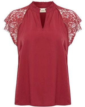 Cream Blouses - Red