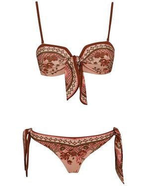 Zimmermann Badmode ,Veelkleurig ,Aster Scarf Tie Bikini - Bruin