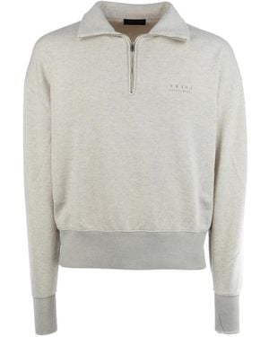 Prada Truien & Vesten ,Grijs ,Katoen Zachte Katoenen Sweatshirt Met Korte Rits