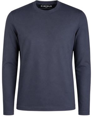 Circolo 1901 Tops ,Blauw ,Katoen T-Shirt Met Lange Mouwen Regular Fit